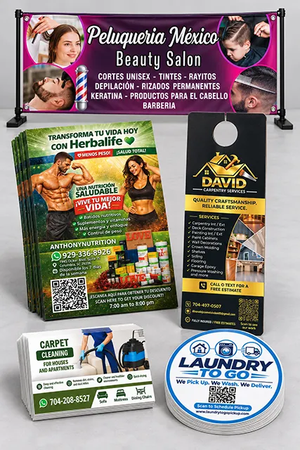 Tarjetas, banners y stickers de CompadsPro, imprenta en Charlotte NC